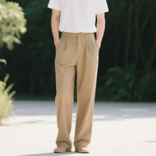 純棉高腰深襠夏季爆款長褲男